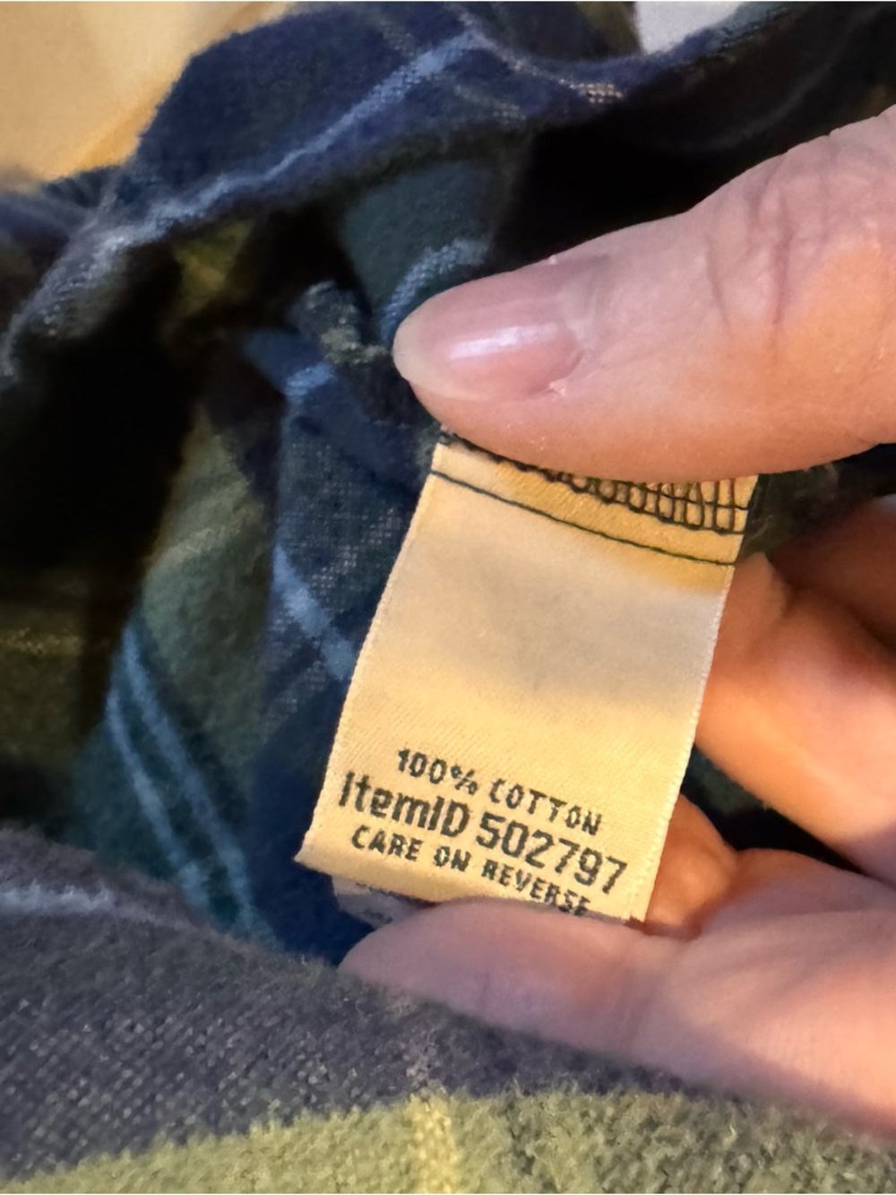 Women’s L.L.Bean Olive Green & Navy Plaid Flannel Shirt - Picture 4 of 4